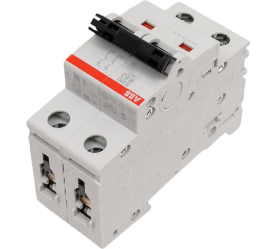Автоматический 2-полюсной выключатель ABB S202 B63 2CDS252001R0635