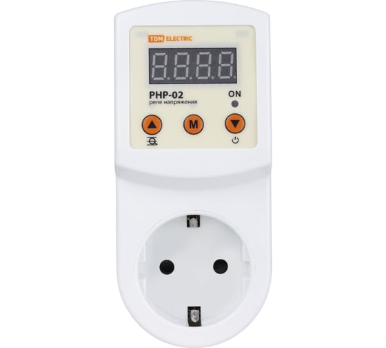 Реле напряжения в розетку TDM РНР-02, 16А, дисплей, регулируемый SQ1513-0002