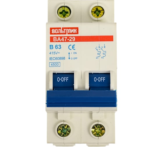 Bыключатель автоматический ВТМ ВА47-29-2B63-4,5кА-УХЛ3- ВТМ00026593 1