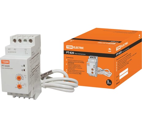 Реле температуры TDM ELECTRIC РТ-820 -5+40С, 24-240В, АС/DC, с датчиком, IP67 SQ1508-0001