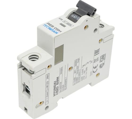 Автоматический выключатель Hyundai HGD63-M 1PMBS0000C 00016 1п, 16А, 6kA, хар-ка B 13.04.000856