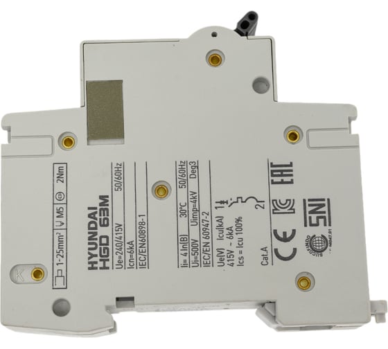 Автоматический выключатель Hyundai HGD63-M 1PMBS0000C 00016 1п, 16А, 6kA, хар-ка B 13.04.000856