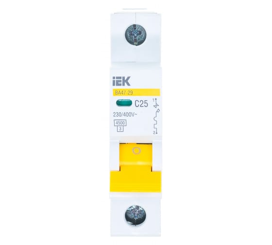 Автоматический выключатель IEK ВА47-29 1п, 25А, "С", 4.5кА MVA20-1-025-C 1