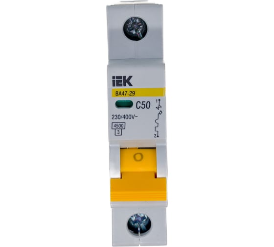 Автоматический выключатель IEK ВА47-29 1п, 50А, С, 4.5кА, MVA20-1-050-C 1