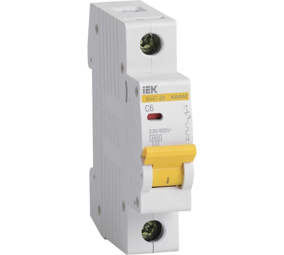 Автоматический выключатель IEK ВА47-29 1п, 6А, "С", 4.5кА MVA20-1-006-C