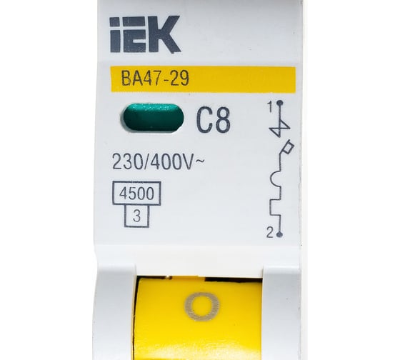 Автоматический выключатель IEK ВА47-29 1п, 8А, "С", 4.5кА MVA20-1-008-C