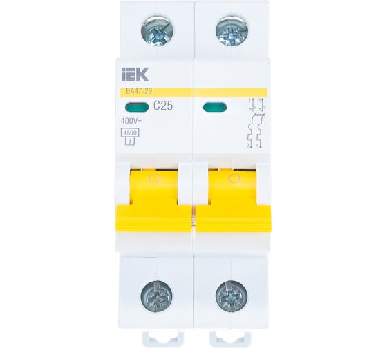 Выключатель автоматический ВА47-29 2p, 25А, С 4.5кА IEK MVA20-2-025-C