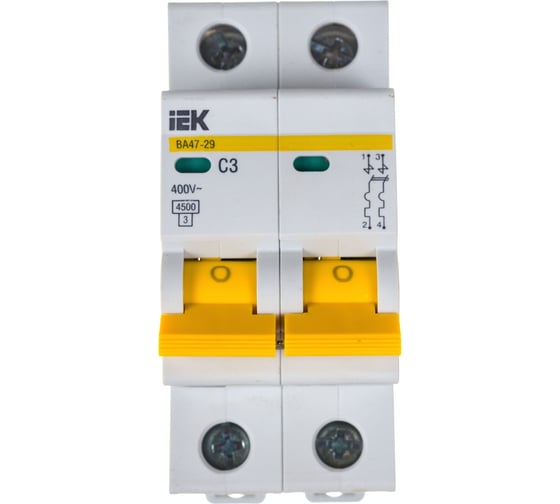 Автоматический выключатель IEK ВА47-29 2п, 3А, С, 4.5кА, MVA20-2-003-C