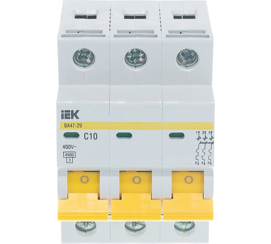 Автоматический выключатель IEK ВА47-29 3п, 10А, "С", 4.5кА MVA20-3-010-C