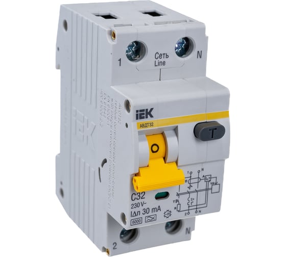 Дифавтомат АВДТ-32 1п+N, C, 32А, 30мА IEK MAD22-5-032-C-30