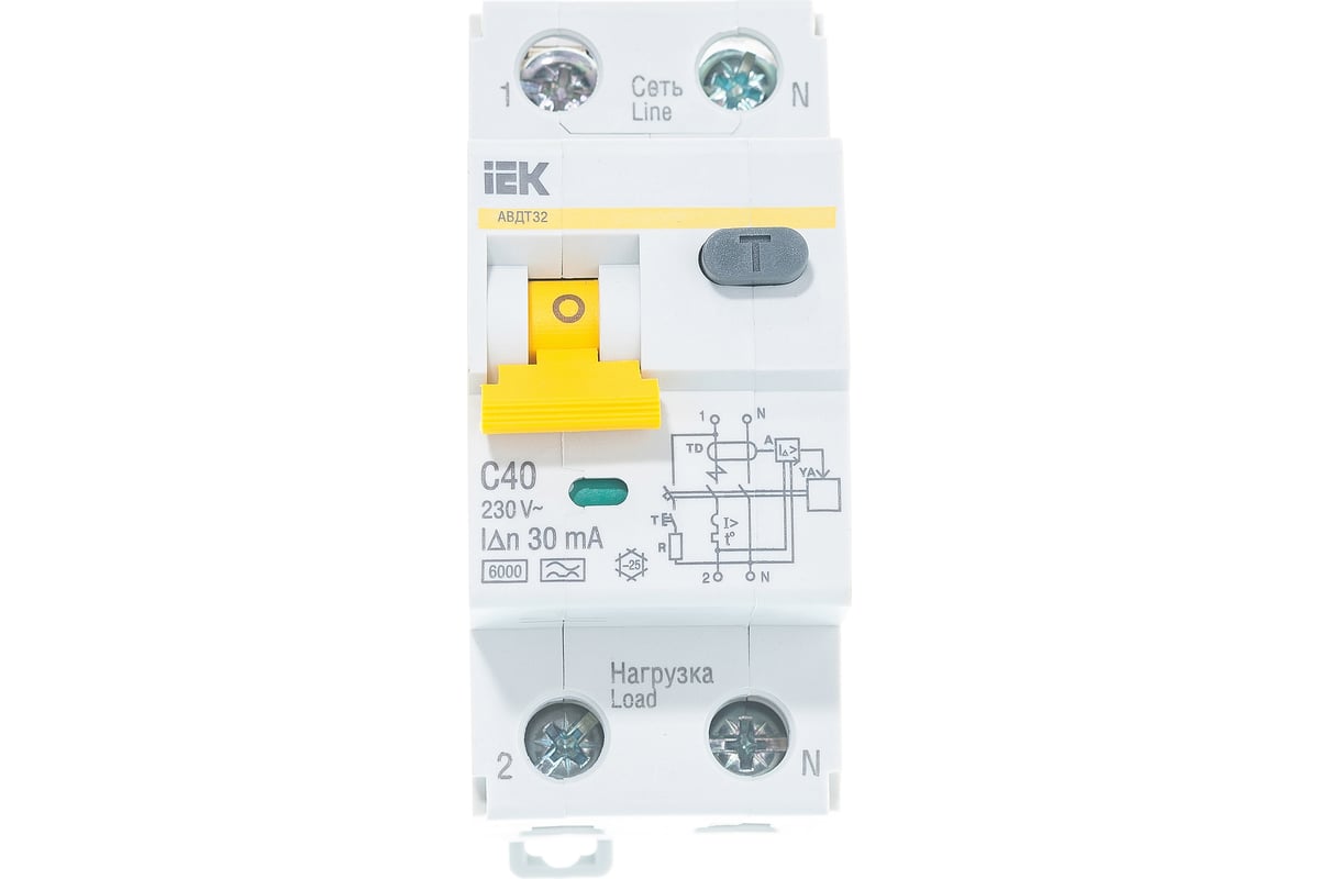 Дифавтомат АВДТ-32 1п+N, C, 40А, 30мА IEK MAD22-5-040-C-30 - выгодная .