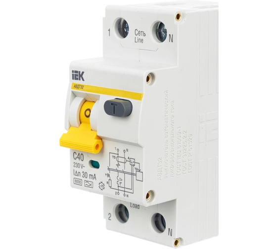 Дифавтомат АВДТ-32 1п+N, C, 40А, 30мА IEK MAD22-5-040-C-30