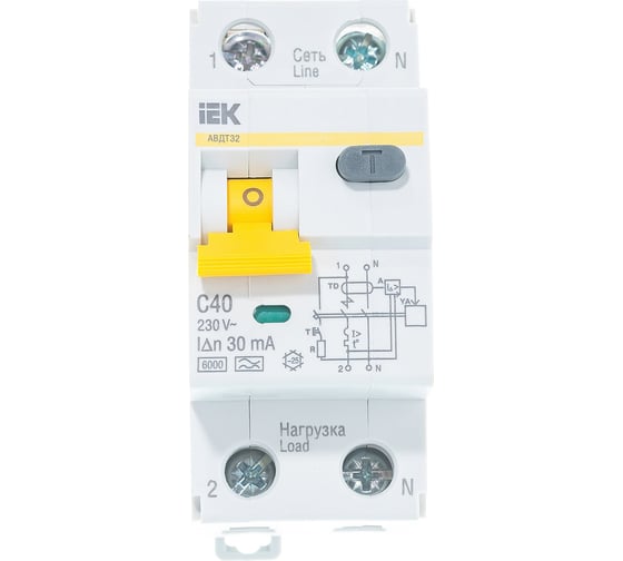 Дифавтомат АВДТ-32 1п+N, C, 40А, 30мА IEK MAD22-5-040-C-30