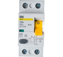 Выключатель дифференциального тока IEK ВД1-63 2п, 25A, 10mA, тип AC, ИЭК MDV10-2-025-010