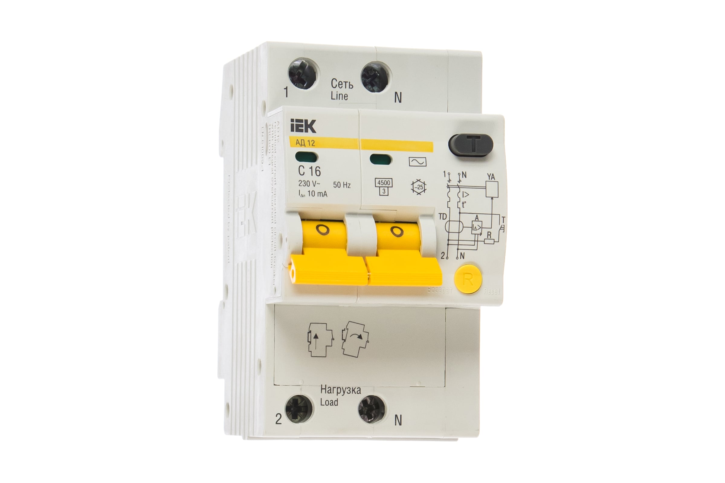 ДифавтоматАД-122п,16А,C,10мАIEKMAD10-2-016-C-010