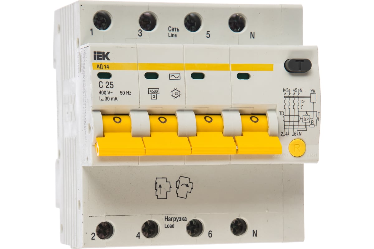 Выключатель дифференциальный IEK MAD10-4-025-C-030