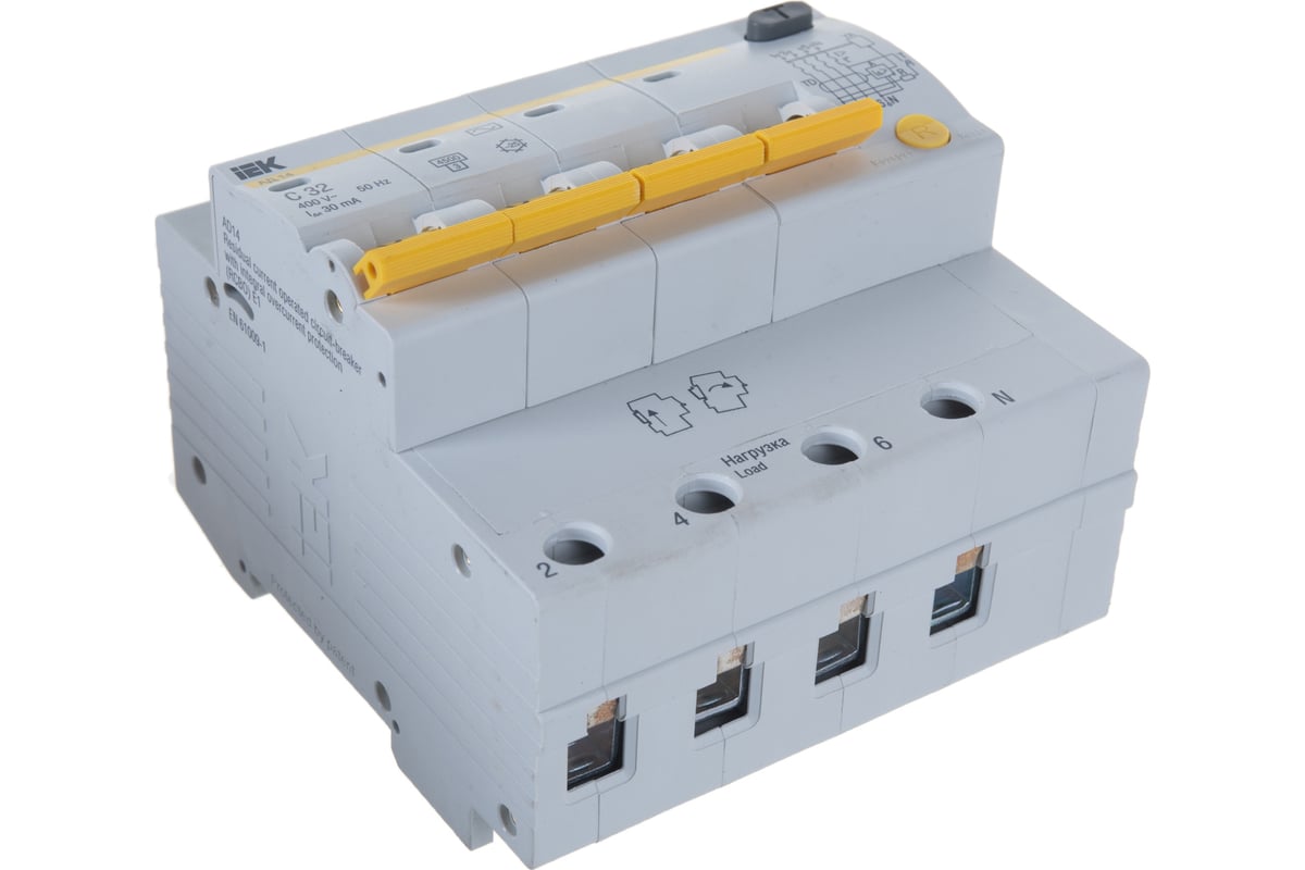 Дифавтомат АД-14 4п, "C", 32А, 30мА IEK MAD10-4-032-C-030 - выгодная ...