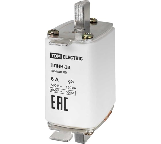 Плавкая вставка предохранителя ППНН-33 TDM ELECTRIC габарит 00 6А SQ0713-0072