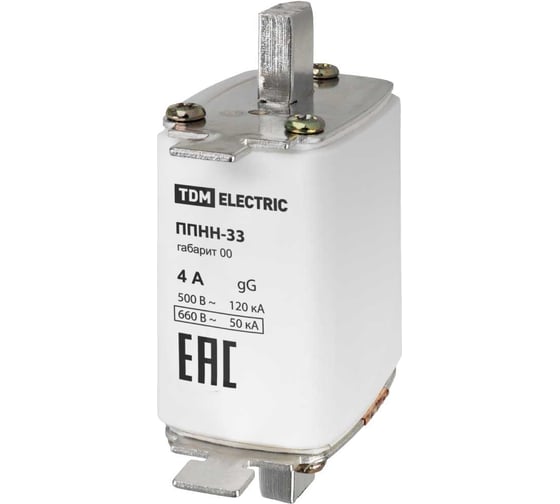 Плавкая вставка предохранителя ППНН-33 TDM ELECTRIC габарит 00 4А SQ0713-0071