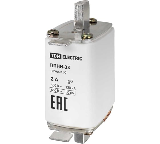 Плавкая вставка предохранителя ППНН-33 TDM ELECTRIC габарит 00 2А SQ0713-0070