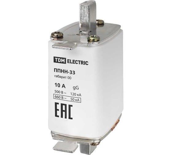 Плавкая вставка предохранителя ППНН-33 TDM ELECTRIC габарит 00 10А SQ0713-0054