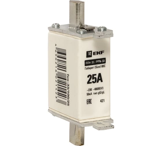 Плавкая вставка EKF ППН-33 100 25А габарит 00С PROxima fus-3310025 1
