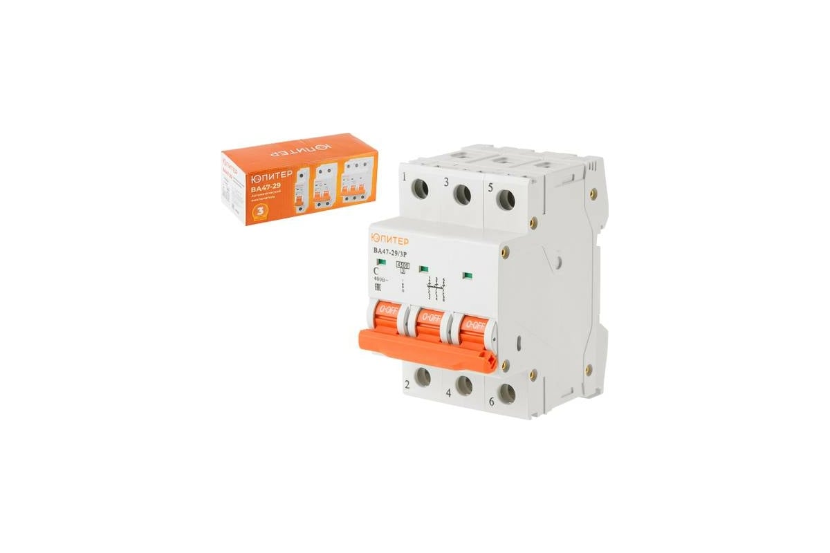 Автоматический выключатель ЮПИТЕР ВА47-29 3Р 40А С 4,5кА JP7503-40 ...