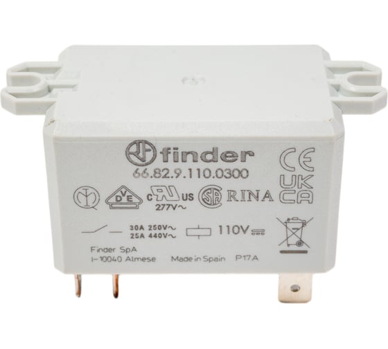 Силовое реле Finder 2но конт. 30а ;= 110в Dc; подключение через fAston, фланц монт., 668291100300