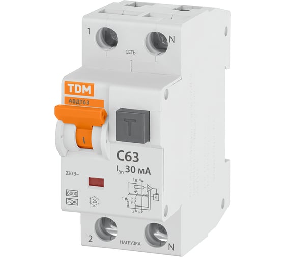 Автоматический выключатель дифференциального тока TDM ELECTRIC 32 C63 100мА SQ0202-0035