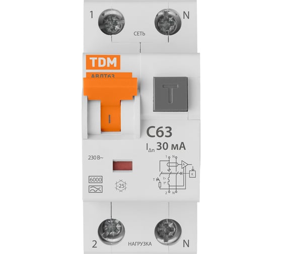 Автоматический выключатель дифференциального тока TDM ELECTRIC 32 C63 100мА SQ0202-0035