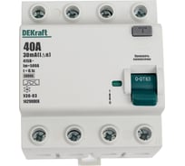 Выключатель дифференциального тока (ВДТ) DEKraft  УЗО-03 4 Р, 40 А, 30 мА, тип А, 6 кА 14290DEK