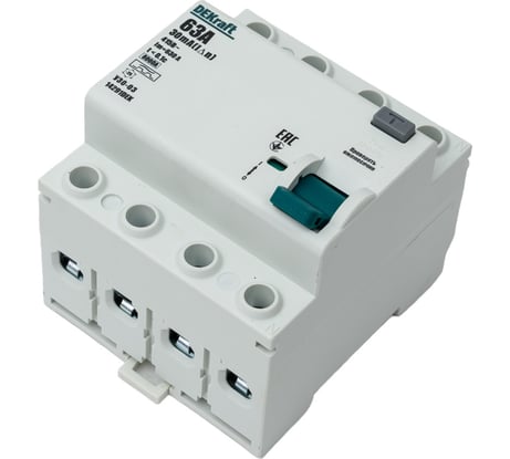 Устройство защитного отключения DEKraft узо-03 вдт, 4p, 63а, 30ма, тип a, 6ка 14291DEK