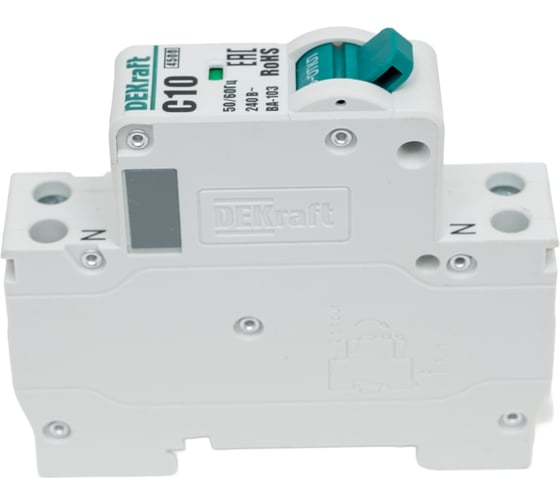 Автоматический выключатель DEKraft 1+n 10а х-ка c ва-103 4,5ка 12401DEK