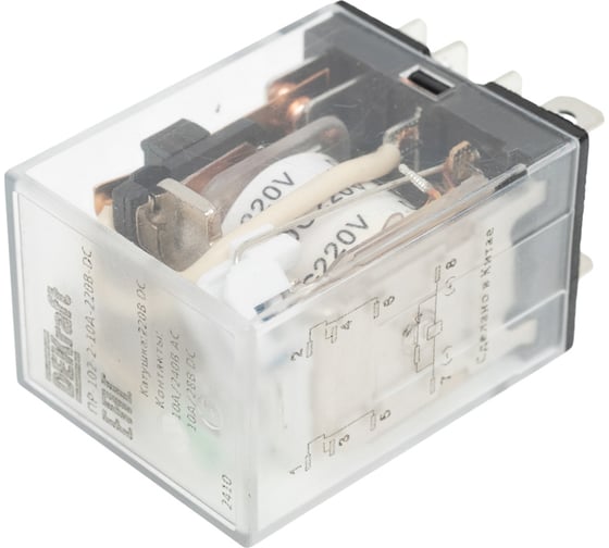 Промежуточное реле DEKraft 2-контактное, с led инд. 10а 220в dc пр-102 23909DEK