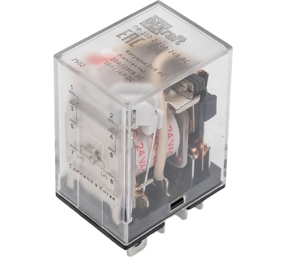 Промежуточное реле DEKraft 2-контактное, с led инд. 10а 24в ac пр-102 23912DEK