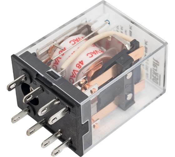 Промежуточное реле DEKraft 2-контактное, с led инд. 5а 48в ac пр-102 23858DEK