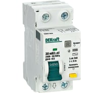 Дифференциальный автомат DEKraft авдт 1р+n, 6а, 30ма, тип ac, характеристика d, диф-103, 4.5ка 16059DEK
