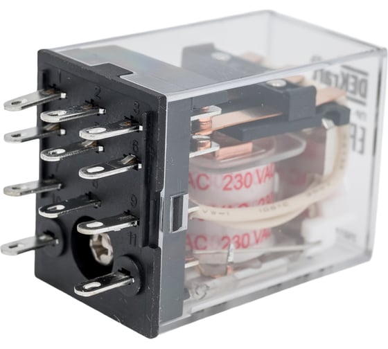 Промежуточное реле DEKraft 3-контактное, с led инд. 5а 230в ac пр-102 23883DEK