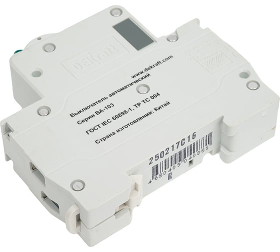 Автоматический выключатель DEKraft 1+n 16а х-ка c ва-103 4,5ка 12402DEK