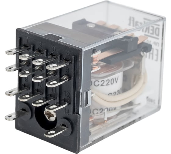 Промежуточное реле DEKraft 4 контакта, с led индикацией, 5а, 220в dc, пр-102 23892DEK