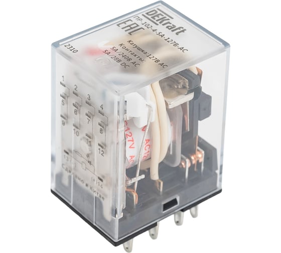 Промежуточное реле DEKraft 4 контакта, с led индикацией, 5а, 127в ac, пр-102 23899DEK