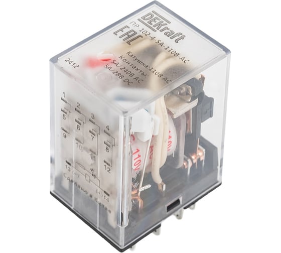 Промежуточное реле DEKraft 4 контакта, с led индикацией, 5а, 110в ac, пр-102 23898DEK