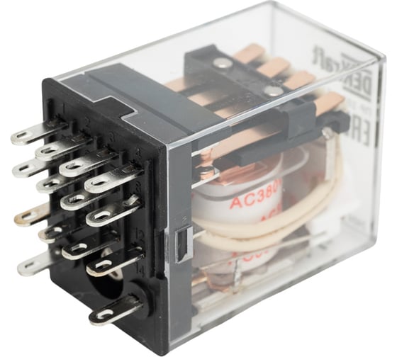 Промежуточное реле DEKraft 4 контакта, с led индикацией, 5а, 380в ac, пр-102 23901DEK