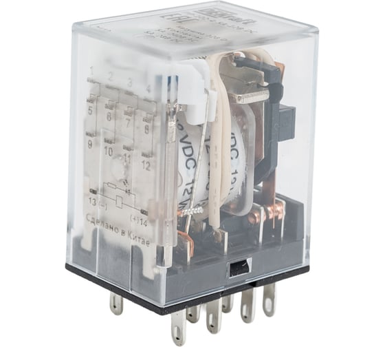 Промежуточное реле DEKraft 4 контакта, с led индикацией, 5а, 12в dc, пр-102 23886DEK