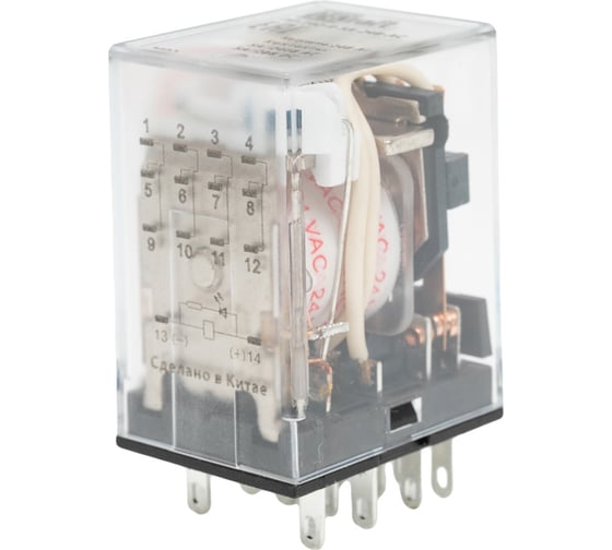 Промежуточное реле DEKraft 4 контакта, с led индикацией, 5а, 24в ac, пр-102 23895DEK