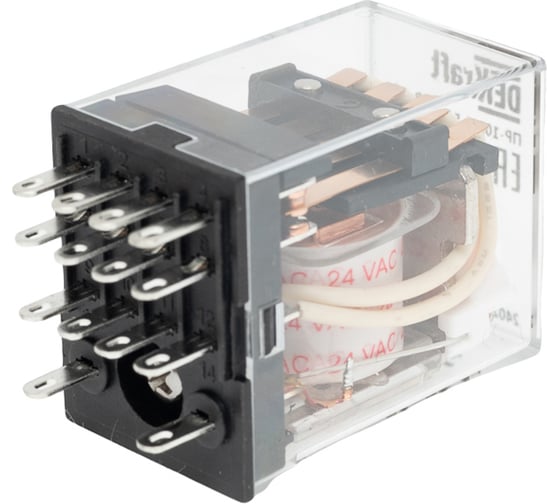 Промежуточное реле DEKraft 4 контакта, с led индикацией, 5а, 24в ac, пр-102 23895DEK