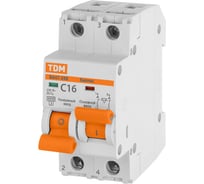 Автоматический выключатель с механической блокировкой (байпас) ВА47-29Б TDM ELECTRIC 1Р+1Р 16А 4,5кА х-ка C SQ0206-0400