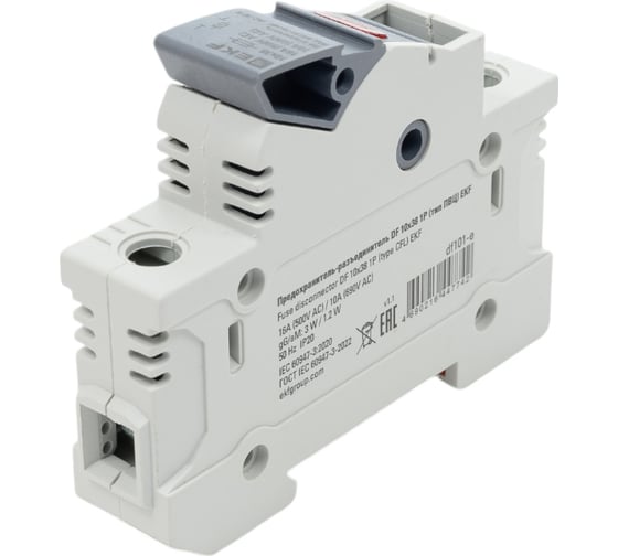 Предохранитель-разъединитель EKF DF 10x38 1Р тип ПВЦ df101-e