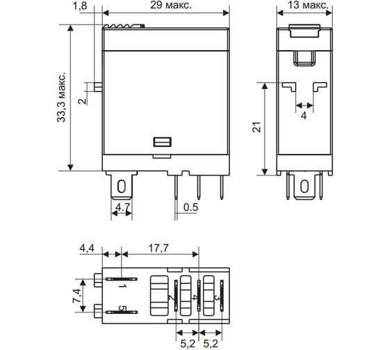 Реле Shenler 1c 24v dc + светодиод + тест-кнопка + диод RFT1CO024LTD
