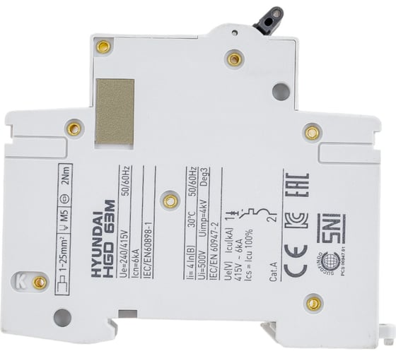 Автоматический выключатель Hyundai HGD63-M 1PMBS0000C 00006 1п, 6А, 6kA, хар-ка B 13.04.000854